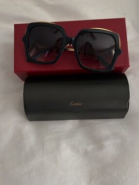 Cartier Black Sunglasses with Gold Trim